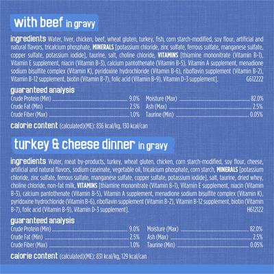 Comida enlatada para gatos Shreds in Gravy, paquete variado, lata de 5.5 oz, caja de 80