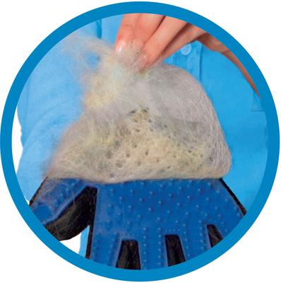 Five Finger Pet Deshedding & Hair Removal Glove, Blue/Red