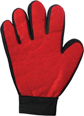 Five Finger Pet Deshedding & Hair Removal Glove, Blue/Red