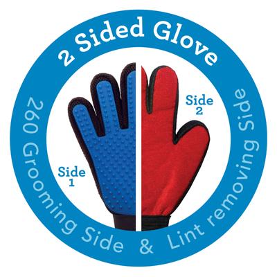Five Finger Pet Deshedding & Hair Removal Glove, Blue/Red