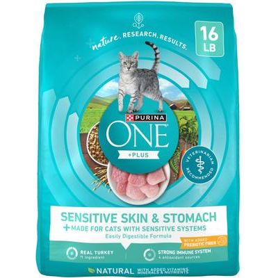 Alimento seco digestivo natural para gatos adultos con piel y estómago sensibles Plus, bolsa de 16 lb