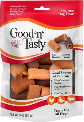 Bundle: Branded Pack - Good 'n' Tasty Roll-Ups, Soft & Crunchy & Wavy Chips Dog Treats