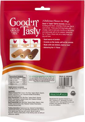 Bundle: Branded Pack - Good 'n' Tasty Roll-Ups, Soft & Crunchy & Wavy Chips Dog Treats