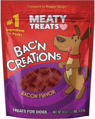 Golosinas para perros con sabor a tocino Bac'n Creations, bolsa de 40 oz