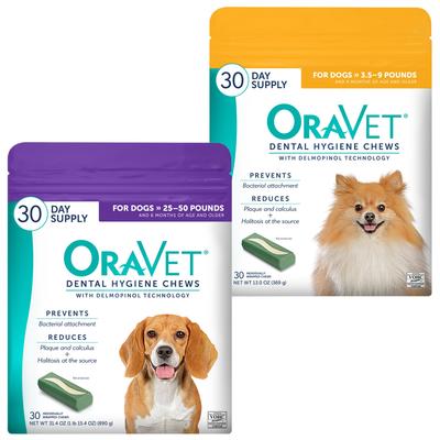 Paquete: OraVet Higiene para perros extra pequeños + Masticables dentales para perros medianos