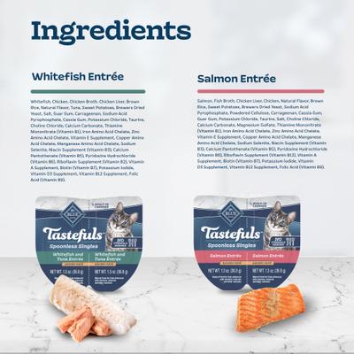 Tastefuls Spoonless Singles Whitefish, Tuna & Salmon Entree Variety Pack Adult Pate Wet Cat Food, 2.6-oz twin pack, case of 12