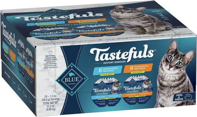 Tastefuls Savory Singles Chicken & Turkey Entree Variety Pack Cuts in Gravy Wet Cat Food, 2.6-oz twin pack, case of 12