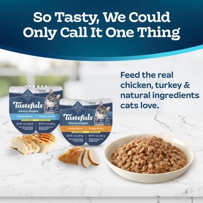 Tastefuls Savory Singles Chicken & Turkey Entree Variety Pack Cuts in Gravy Wet Cat Food, 2.6-oz twin pack, case of 12