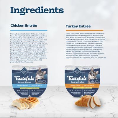 Tastefuls Savory Singles Chicken & Turkey Entree Variety Pack Cuts in Gravy Wet Cat Food, 2.6-oz twin pack, case of 12