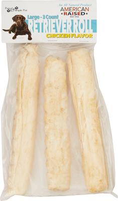 Chicken Flavored Rawhide Retriever Roll Dog Treat, Large, 3 count