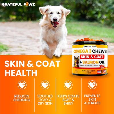 Omega-3 Fish Oil Chicken Flavored Skin & Coat Chew Supplement for Dogs, 120 count