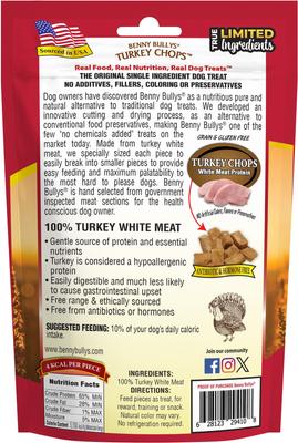 Golosinas liofilizadas crudas para perros Turkey Chops, bolsa de 2.1 oz