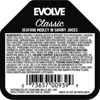 Evolve Classic Crafted Meals Seafood Medley Recipe Pate Wet Cat Food, 3.5-oz can, case of 15