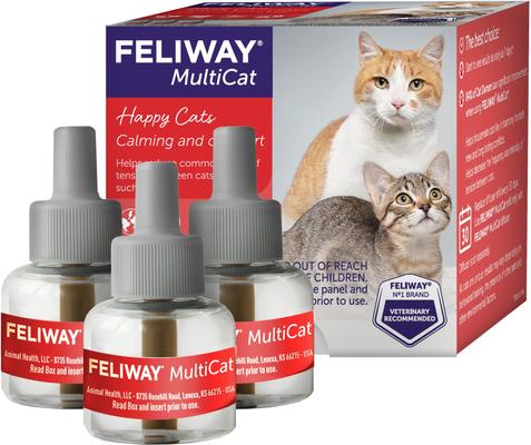 Bundle: Feliway MultiCat Calming Diffuser Refill for Cats, 3 count + Frisco Multi-Cat Unscented Clumping Clay Litter