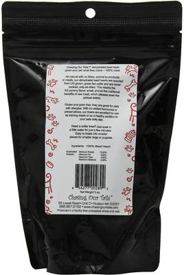 Golosinas de corazón de res deshidratado para perros, bolsa de 5 oz
