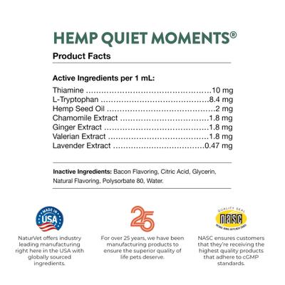 Hemp Quiet Moments Liquid Calming Supplement for Cats, 1-fl oz bottle