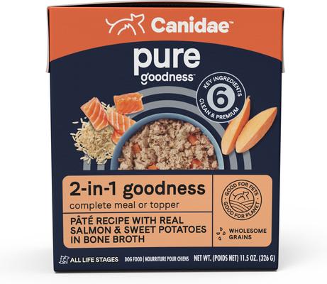 PURE 2-in-1 Goodness Pate Recipe Real Salmon & Sweet Potatoes in Bone Broth Wet Dog Food, 11.5-oz box, case of 6