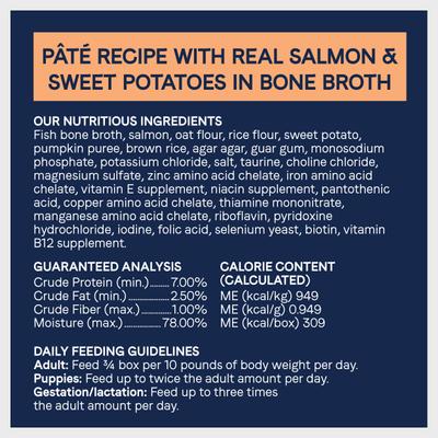 PURE 2-in-1 Goodness Pate Recipe Real Salmon & Sweet Potatoes in Bone Broth Wet Dog Food, 11.5-oz box, case of 6
