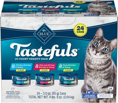 Tastefuls Tuna, Chicken, Fish & Shrimp Variety Pack Flaked Canned Cat Food, 5.5-oz can, case of 12