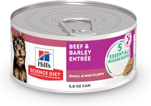 Puppy Small Breed & Mini Breed Beef & Barley Entree Wet Dog Food, 5.8-oz can, 24 count