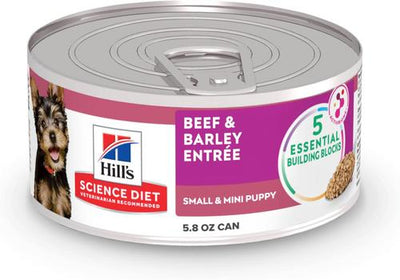 Puppy Small Breed & Mini Breed Beef & Barley Entree Wet Dog Food, 5.8-oz can, 24 count