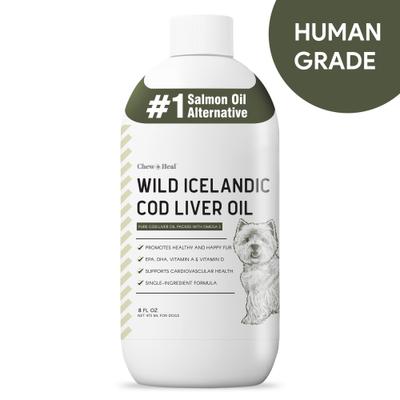 Wild-Caught Cod Liver Oil Salmon Oil Alternative Skin & Coat Liquid Supplement for Dogs, 16-fl oz bottle