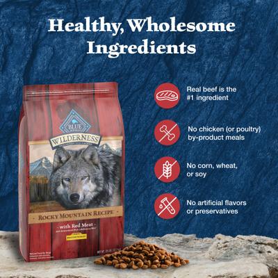 Wilderness Red Meat Rocky Mountain Recipe High-Protein Healthy Weight Adult Dry Dog Food, 22-lb bag