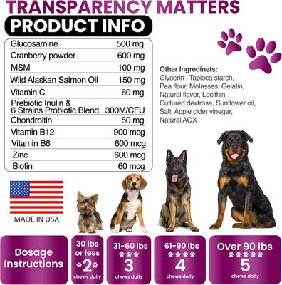 11 in 1 Multivitamin with Glucosamine Salmon Flavored Chew Supplement for Dogs, 120 count