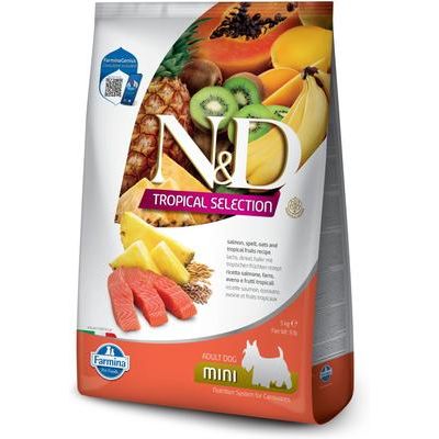 Alimento seco para perros adultos N&D Tropical Selection Salmon Mini, bolsa de 11 lb