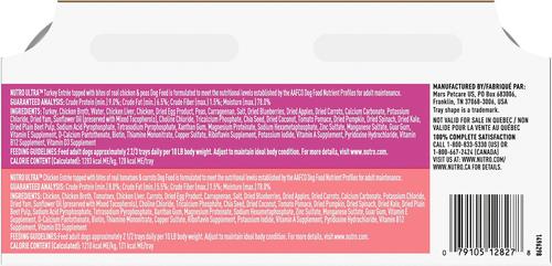 Ultra Variety Pack Adult Grain-Free Turkey Entree & Chicken Entree Pate Dog Food Trays with Toppers, 3.5-oz tray, bundle of 24