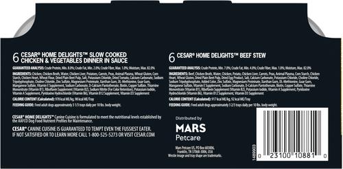 Paquete: Bandejas de comida variadas de pollo, verduras y estofado de res de cocción lenta Cesar Home Delights + alimento seco para perros Iams MiniChunks Small Kibble