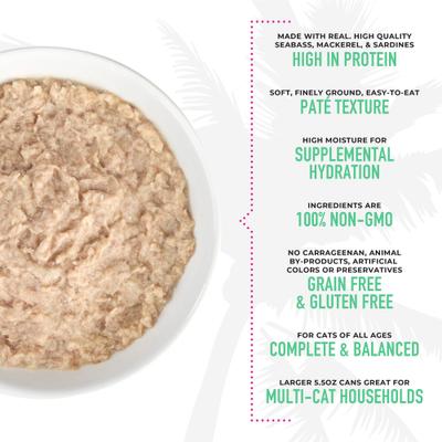 Luau Seabass Pate Wet Cat Food, 5.5-oz can, case of 8