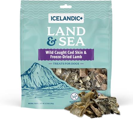 Land & Sea Cod Skin & Lamb Freeze-Dried Dog Treats, 2.4-oz bag