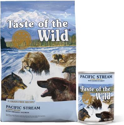Bundle: Taste of the Wild Pacific Stream Grain-Free Dry + Canned Dog Food