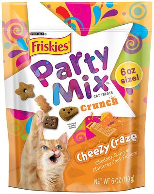 Party Mix Cheezy Craze Crunch Flavor Crunchy Cat Treats, 2.1-oz bag