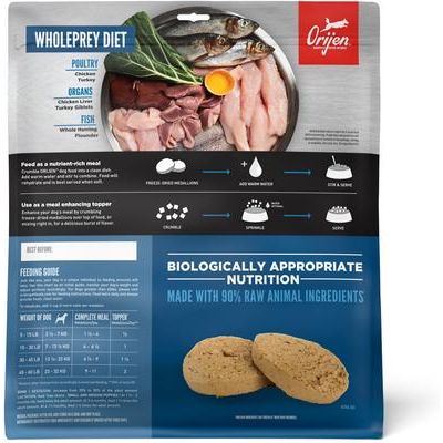 Paquete: Alimento seco original para perros ORIJEN + Alimento liofilizado para perros y aderezo