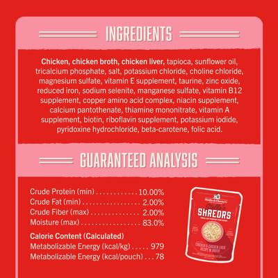 Stella’s Shredrs Cage Free Chicken & Chicken Liver Recipe in Broth Adult Wet Dog Food, 2.8-oz pouch, case of 24