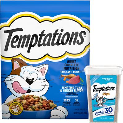 Bundle: Temptations Tuna & Chicken Dry Food + Classic Tuna Soft & Crunchy Cat Treats