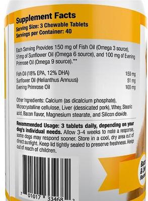 Omega 3 Chews Pure Fish Oil Daily Dog Supplement, 120 count