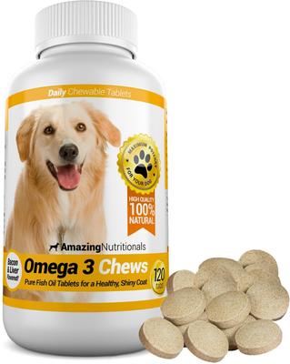 Omega 3 Chews Pure Fish Oil Daily Dog Supplement, 120 count