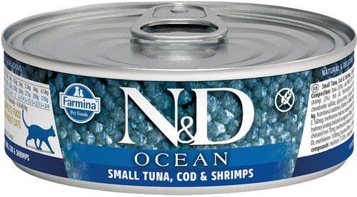 N&D Ocean Tuna, Cod & Shrimp Grain-Free Wet Cat Food, 2.46-oz can, case of 24