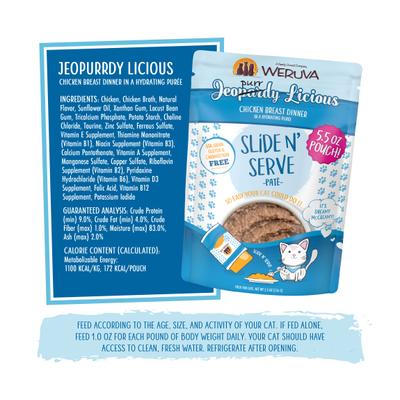 Slide N' Serve Jeopurrdy Licious Chicken Dinner Pate Grain-Free Cat Food Pouches, 5.5-oz pouch, case of 12
