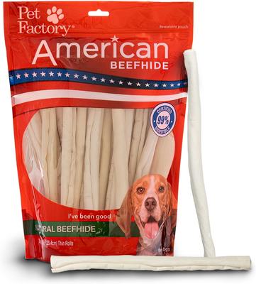 Beefhide Thin Rolls 10-inch Natural Flavored Dog Hard Chews, 35 count