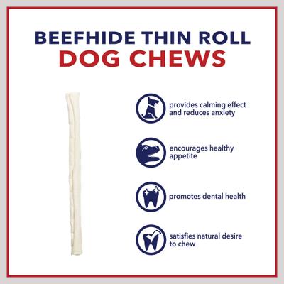 Beefhide Thin Rolls 10-inch Natural Flavored Dog Hard Chews, 35 count