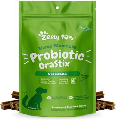 Hemp Elements Probiotic OraStix Peppermint Flavored Dog Dental Chews, 12-oz bag
