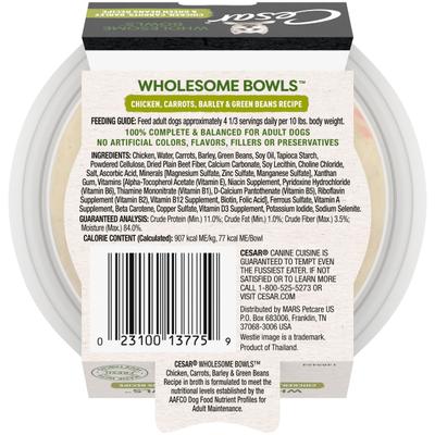 Wholesome Bowls Chicken, Carrots, Barley & Green Beans Recipe Small Breed Adult Wet Dog Food, 3-oz tray, case of 10