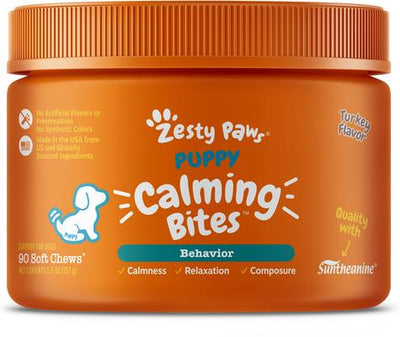Puppy Calming Bites Behavior Turkey Flavor Soft Chews Supplement for Dogs, 90 count
