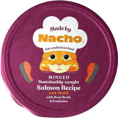 Made by Nacho Sustainably Caught Minced Salmon Recipe with Bone Broth Wet Cat Food, 2.5-oz tray, case of 20