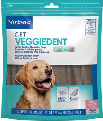 Bundle: Virbac C.E.T. VeggieDent Fr3sh Tartar Control Dog Chews + Benebone Multipack Durable Chew Toy