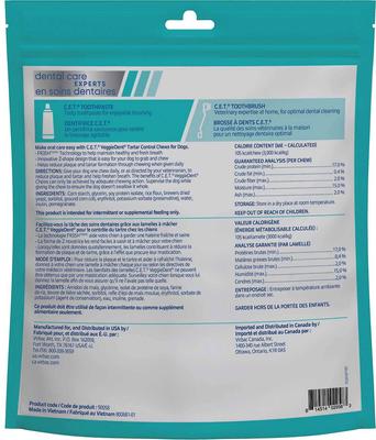 Bundle: Virbac C.E.T. VeggieDent Fr3sh Tartar Control Dog Chews + Benebone Multipack Durable Chew Toy